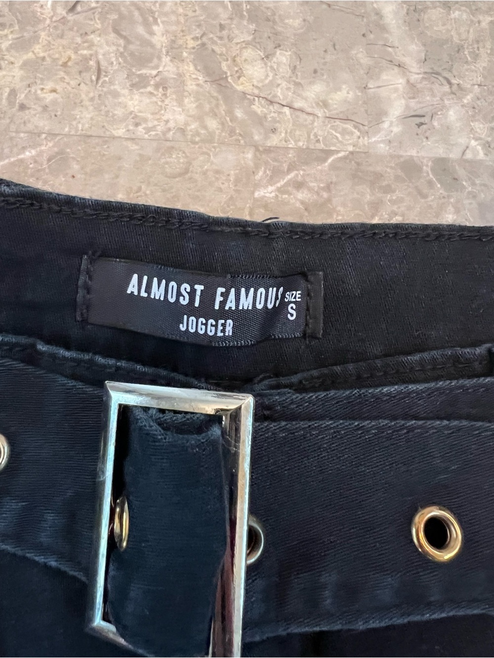 Almost Famous Black Belted Jogger with Grommet Details - Picture 3 of 5